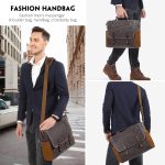 LOVEVOOK Mens Messenger Bag， 15.6 Inch Waterproof Waxed Canvas Briefcase Vintage Leather Computer Laptop Book Bag Large Satchel Shoulder Bag for Work， Travel， School - Image 6